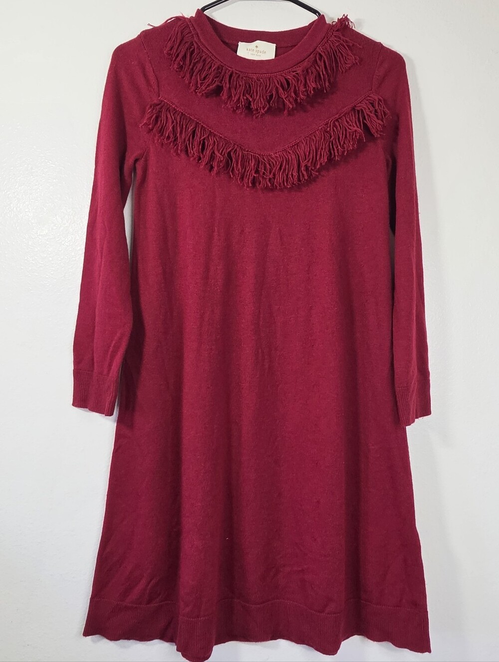 kate spade Burgundy Fringe-Trim Knit Dress - Picture 2 of 9